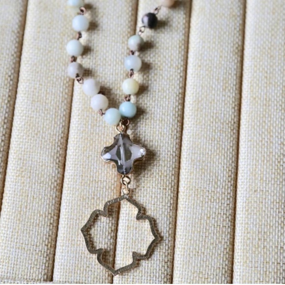 NEW Frosted Amazonite Beaded Necklace - Boho Rosary Style - Picture 4 of 4